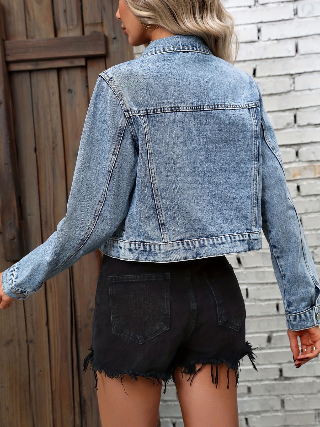 Distressed Cropped Vintage Denim Jacket