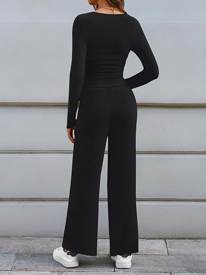 Cozy Button Henley Wide Leg Set