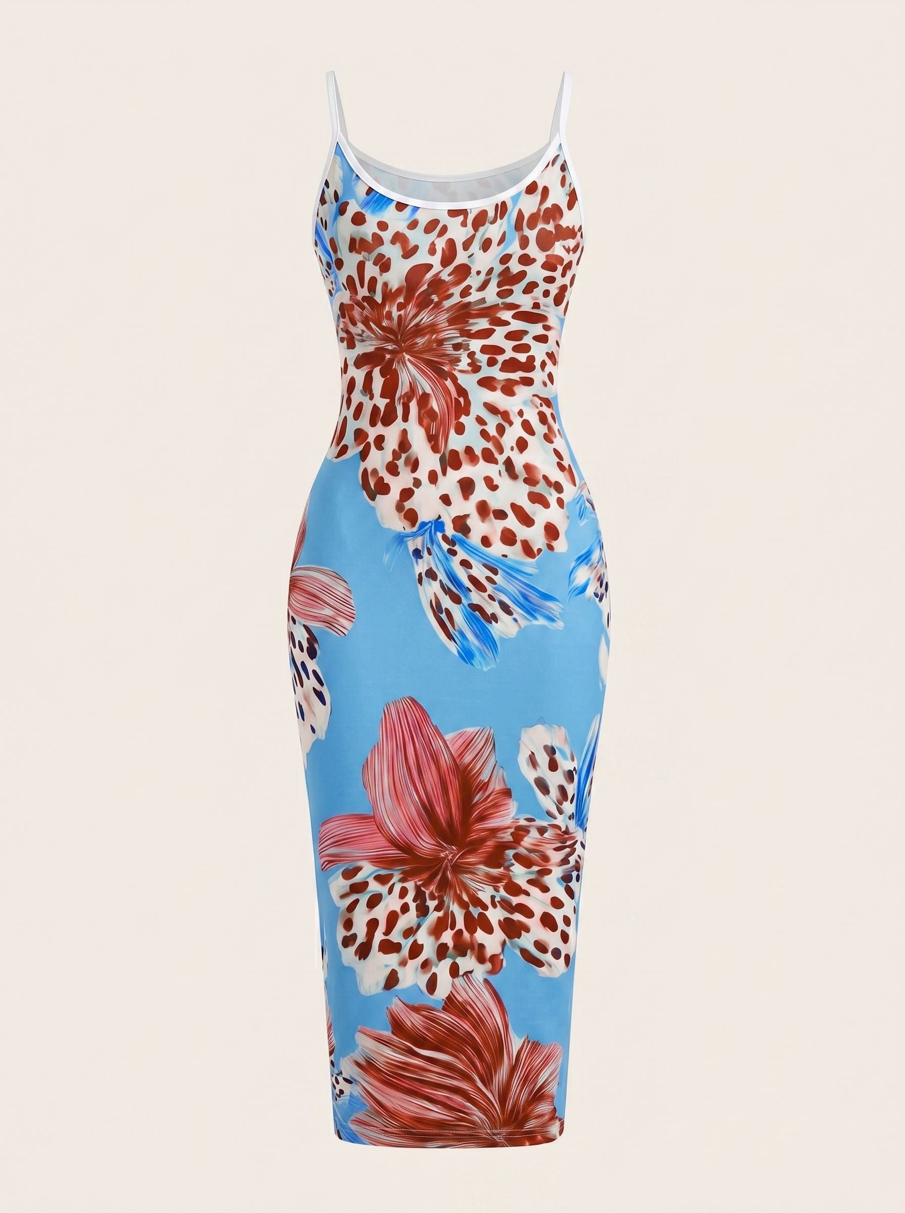 CAPRI Floral Print Sleeveless Bodycon Midi Dress