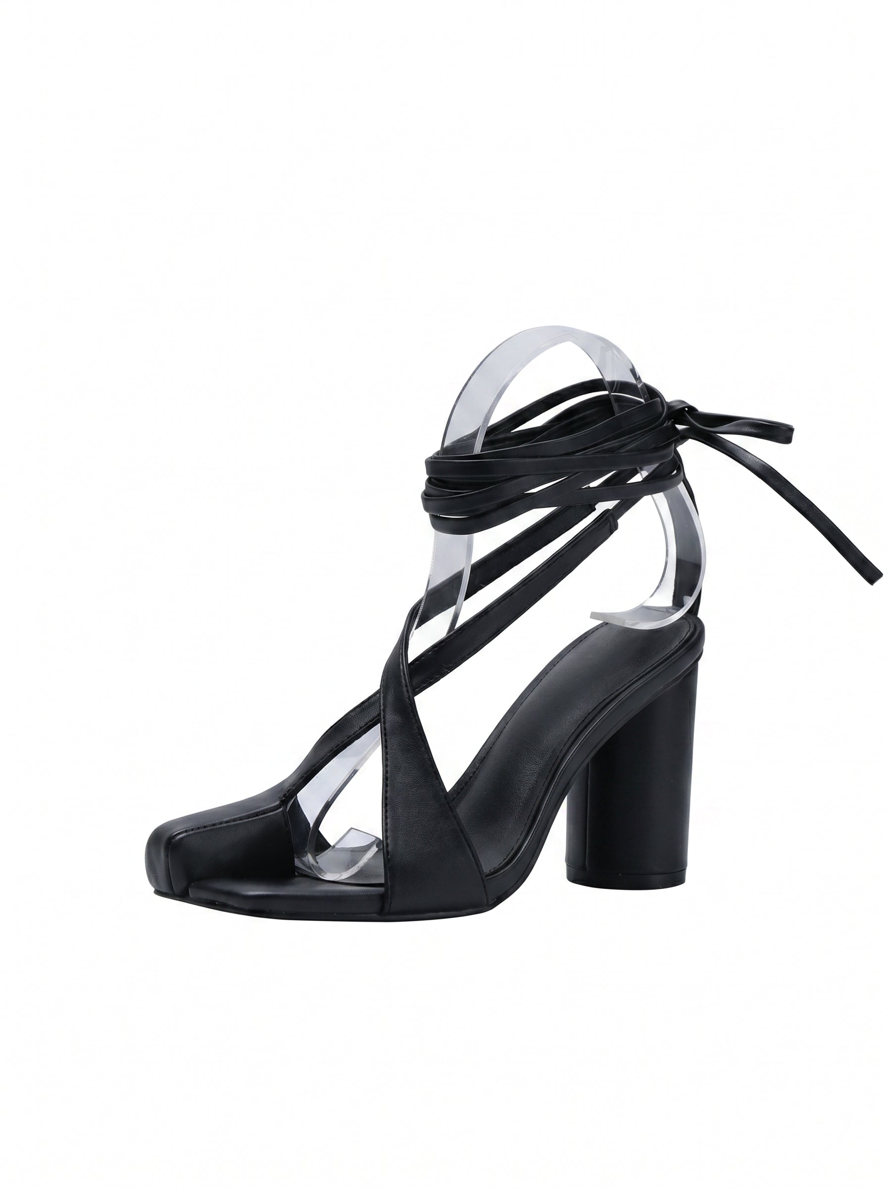 Strappy Lace Up Block Heel Sandals