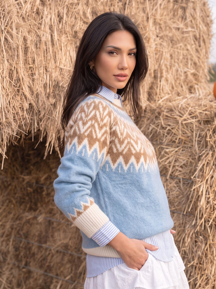Cozy Fair Isle Pattern Pullover Sweater