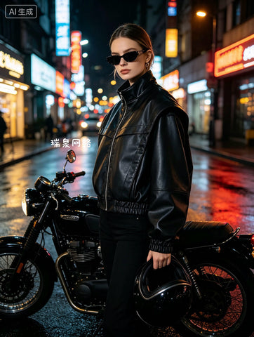 Oversized Faux Leather Bomber Jacket