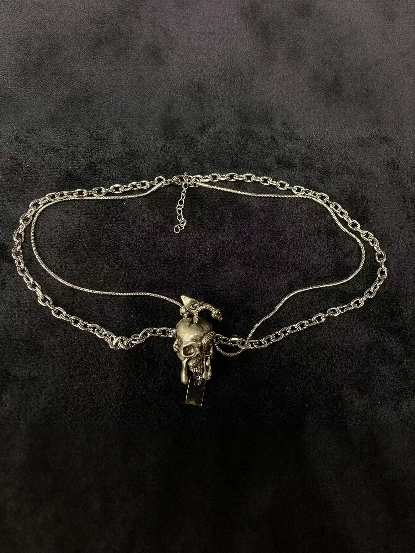 Gothic Layered Skull Pendant Necklace