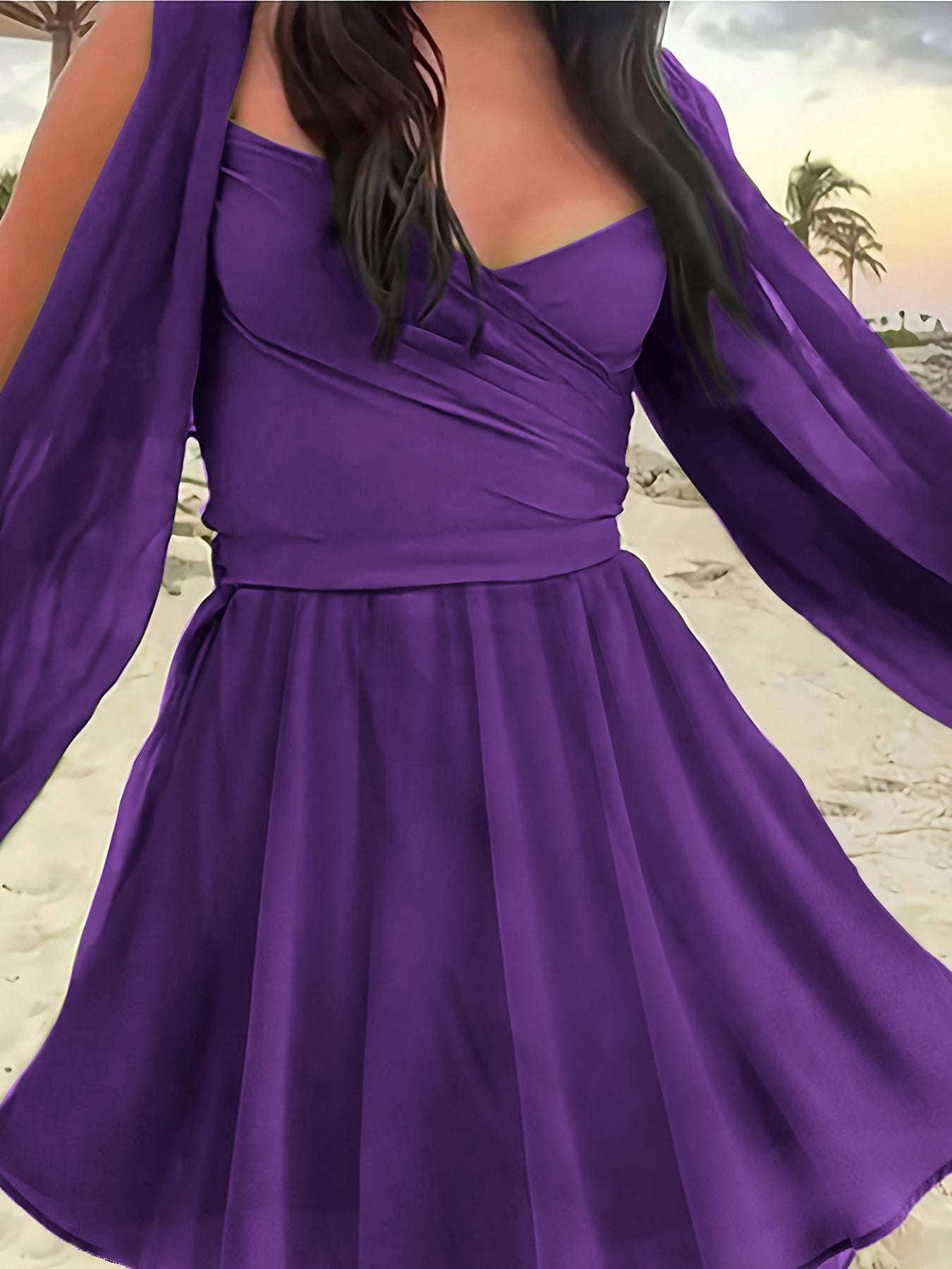 Elegant Chiffon Wrap Mini Dress