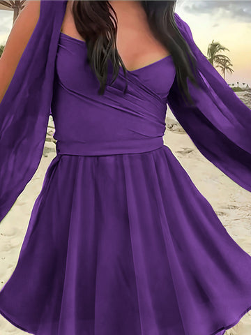 Elegant Chiffon Wrap Mini Dress