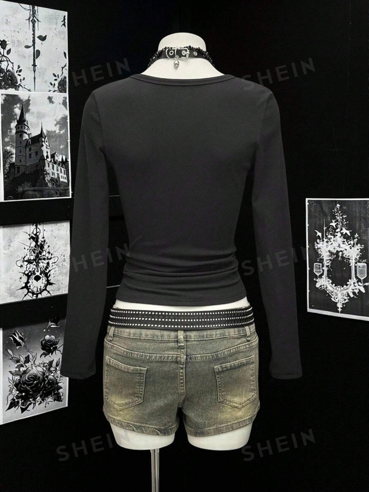 Slim Fit Snap Button T Shirt