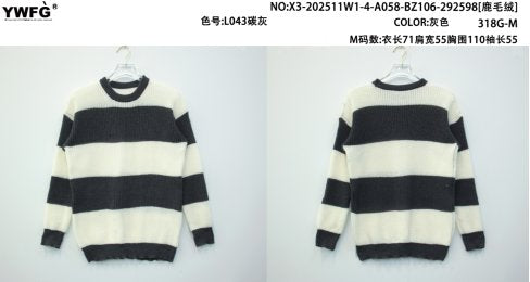Oversized Striped Crewneck Knit Sweater