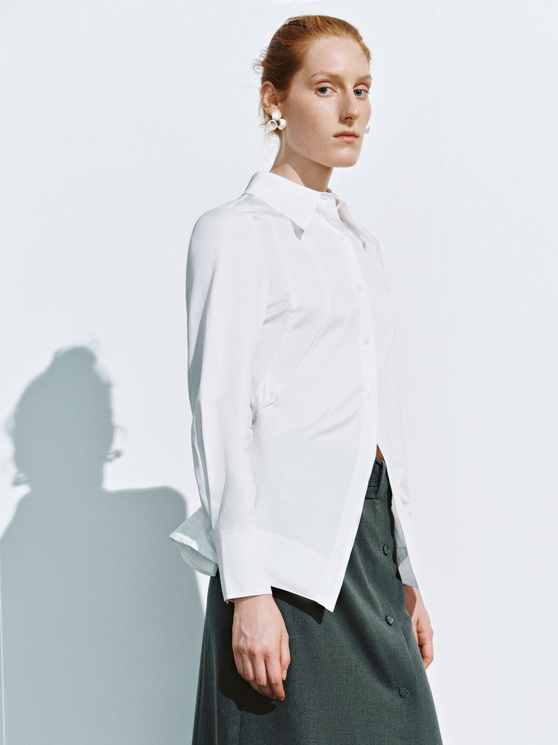 Urban Revivo Button Up Skater Shirt-White