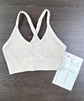 Seamless Ribbed Cross Back Sports Bra