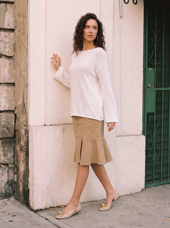 Oversized Lightweight Boat Neck Knit Sweater