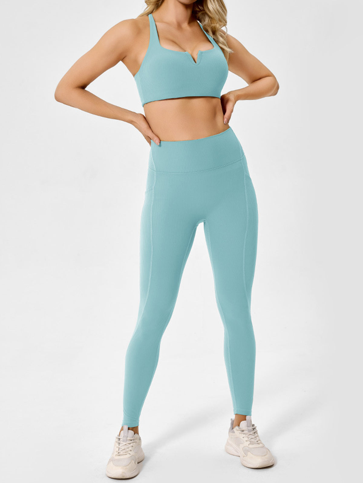 Seamless Ribbed Notch Neck Yoga Tank