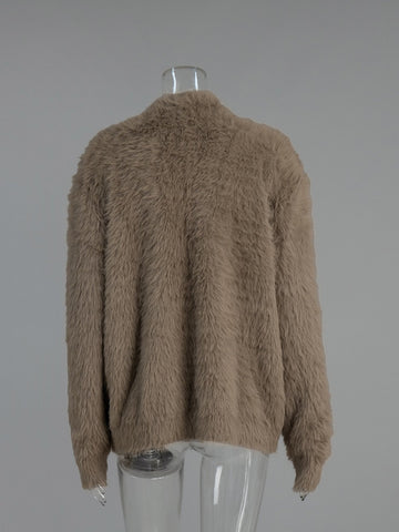 Cozy Fuzzy V Neck Cardigan Sweater