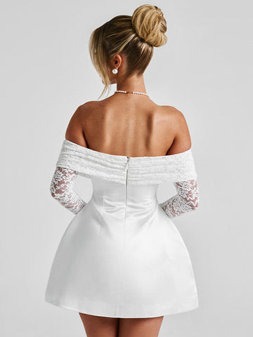 Off Shoulder Lace Elegant Mini Dress