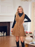 Suede Button Front Mini Dress