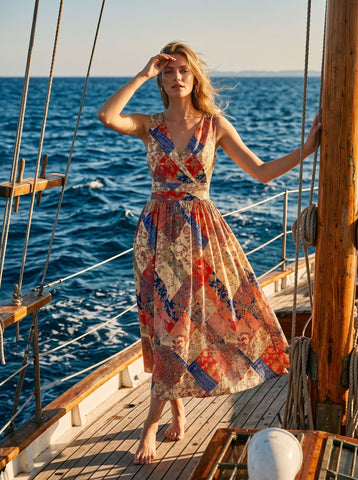 CORINNE
Floral Print V Neck A Line Midi Dress