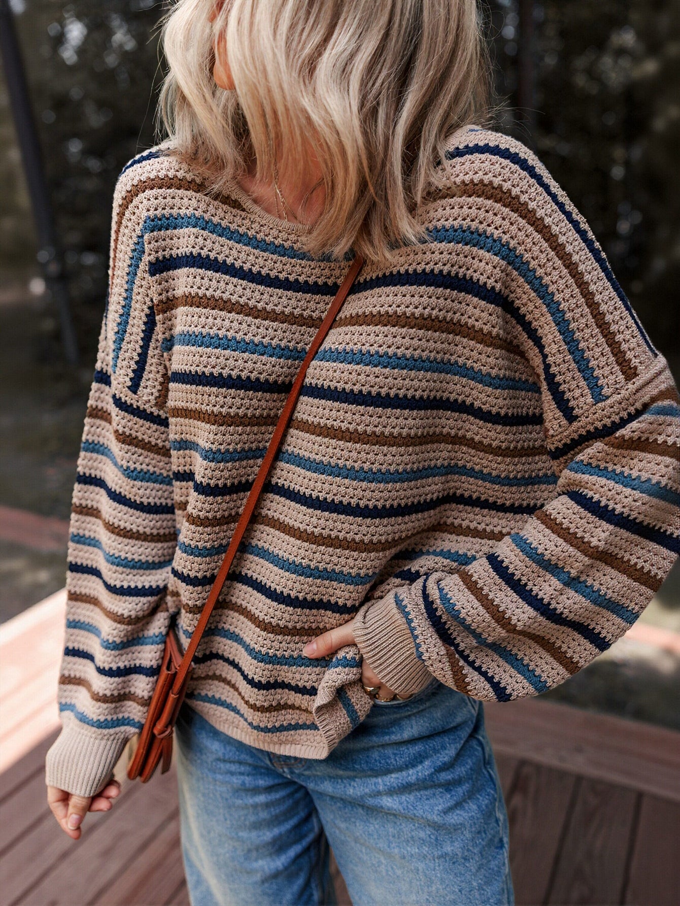 Cozy Striped Lightweight Crewneck Sweater