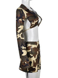 Sexy Camo Crop Top Mini Skirt Set