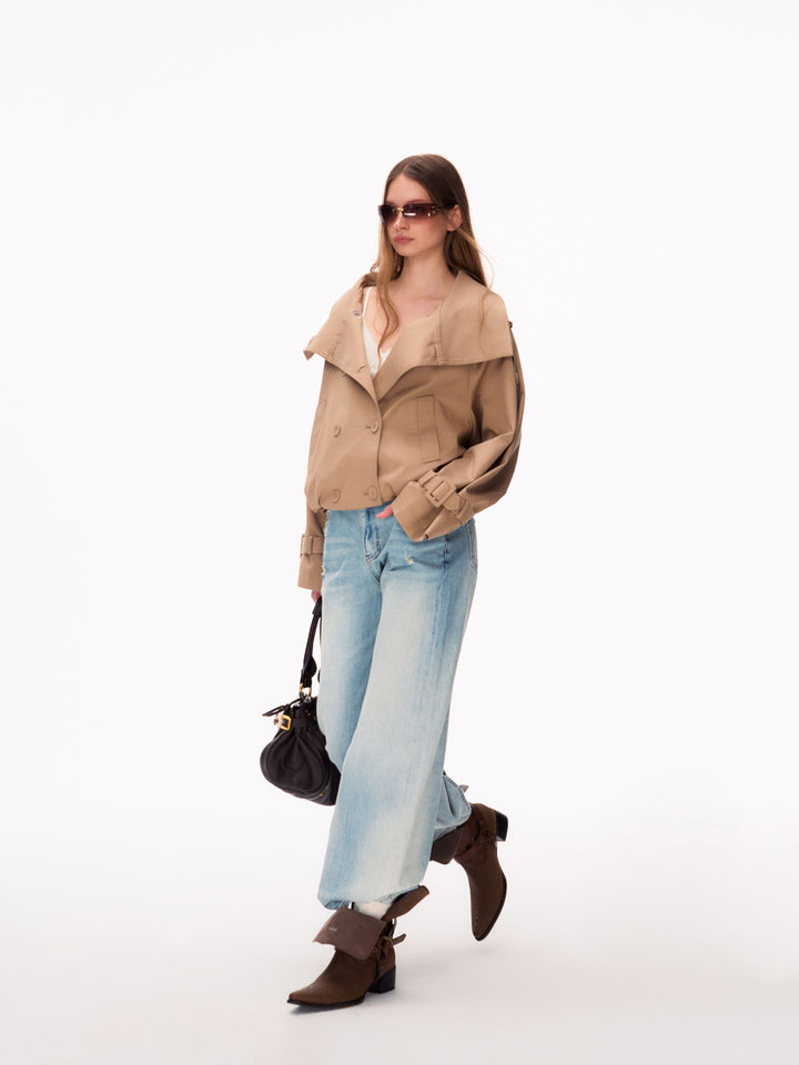 Studded Distressed High Waisted Wide Leg Jeans