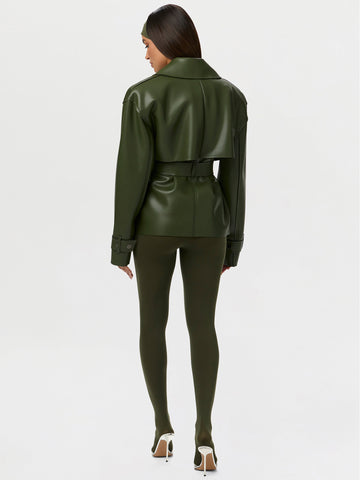 Oversized Belted Faux Leather Jacket