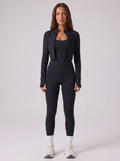 Seamless Ribbed Zip Up Workout 3 Piece Set