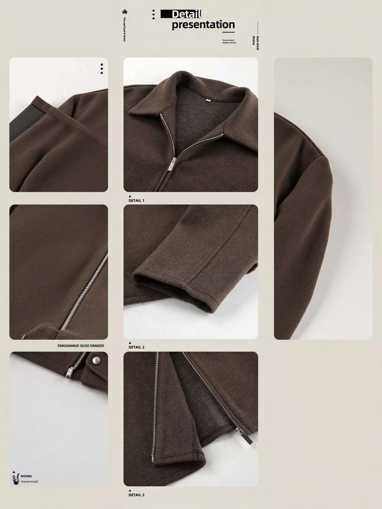 Cropped Minimalist Brown Wool Jacket
