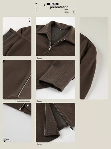 Cropped Minimalist Brown Wool Jacket