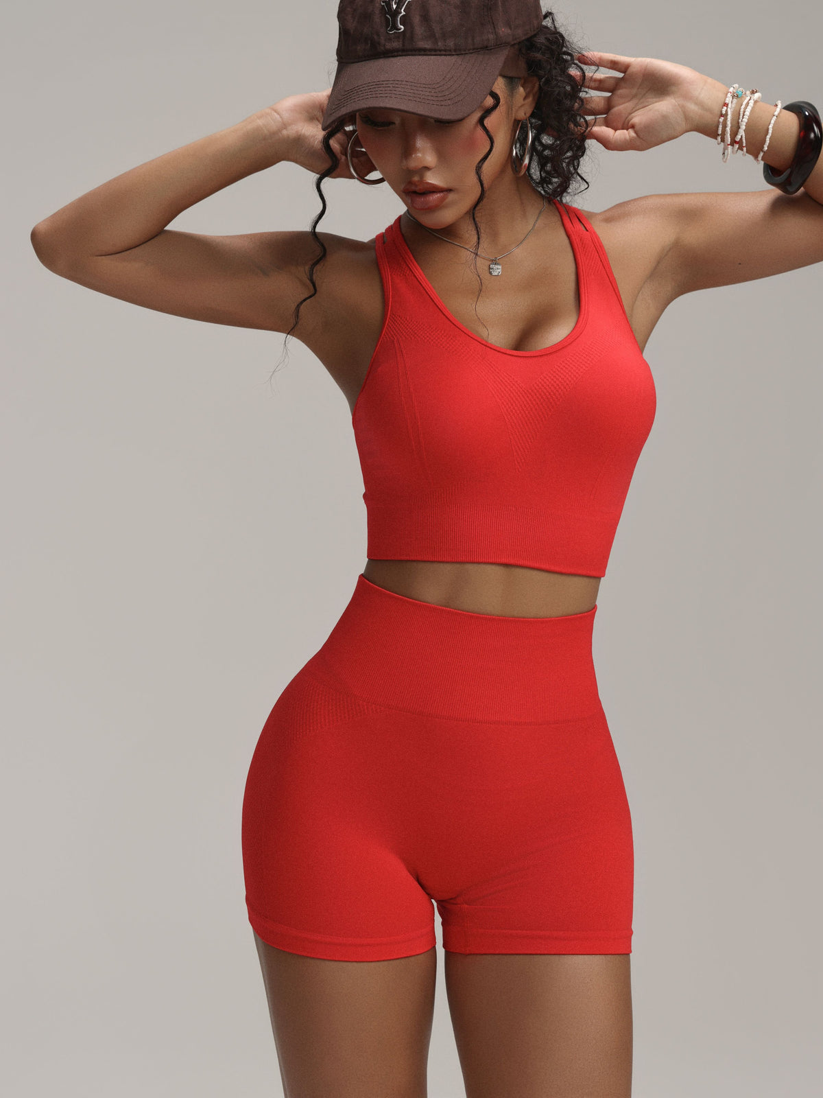 High-Waisted Shorts Cropped Top Workout Yoga Set