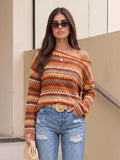 Off Shoulder Patterned Knit Top