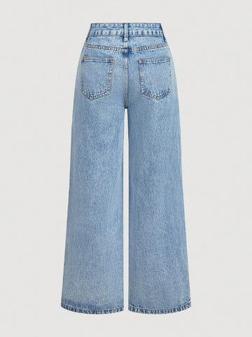 Floral Embroidered High Waisted Jeans