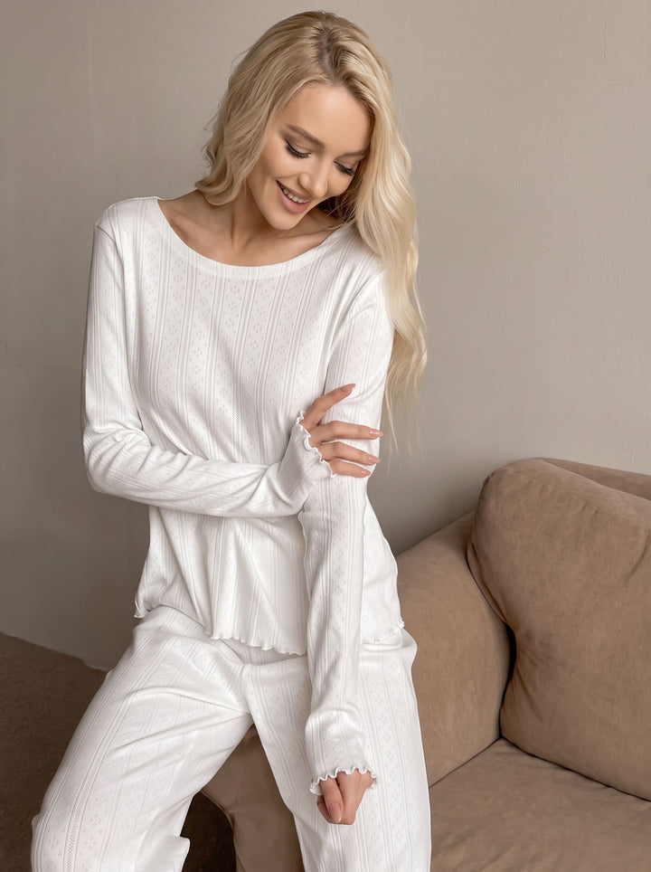 Soft Ribbed Lettuce Edge Pajama Set