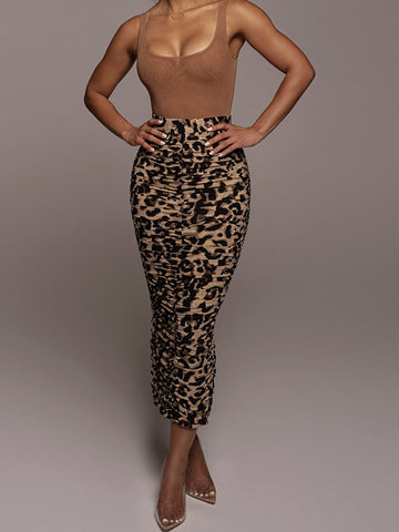 Leopard Print High Waisted Skirt