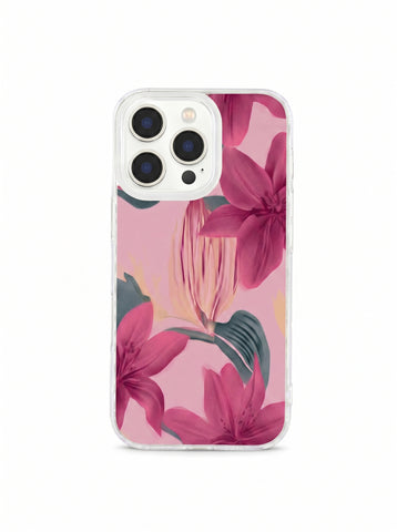 Pink Lily Floral Clear Phone Case