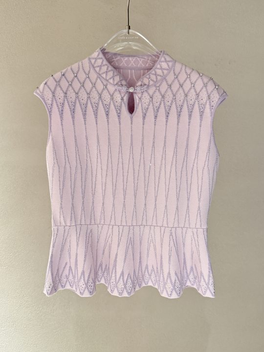 Sparkling Embellished Peplum Knit Sweater