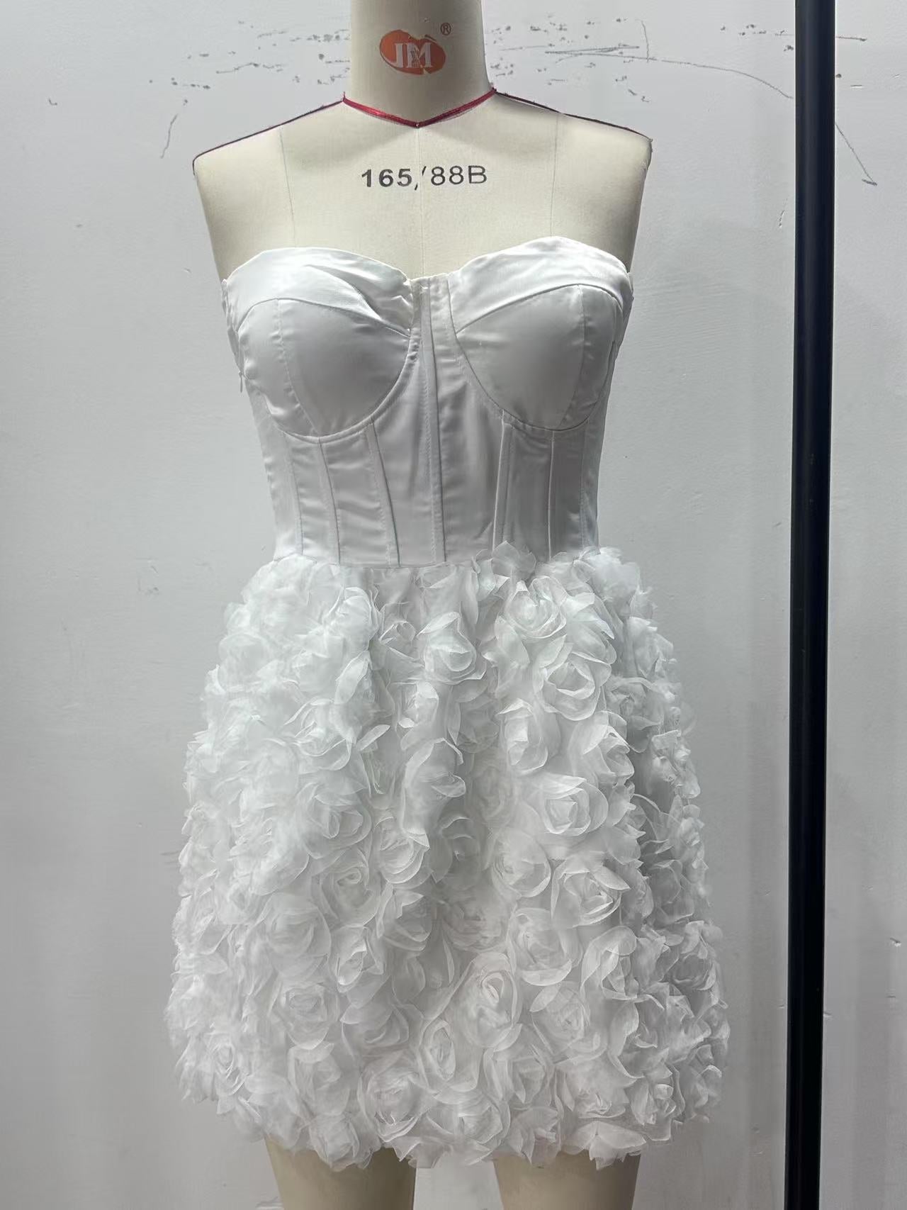 Strapless Rose Applique Corset Dress