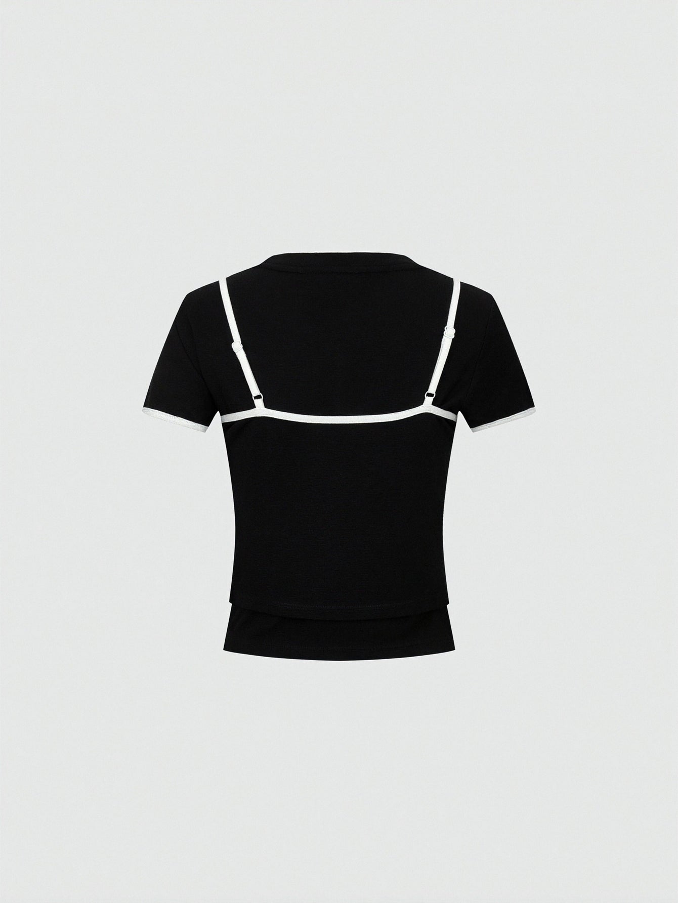 2 In 1 Contrast Skinny-Fit T-Shirts