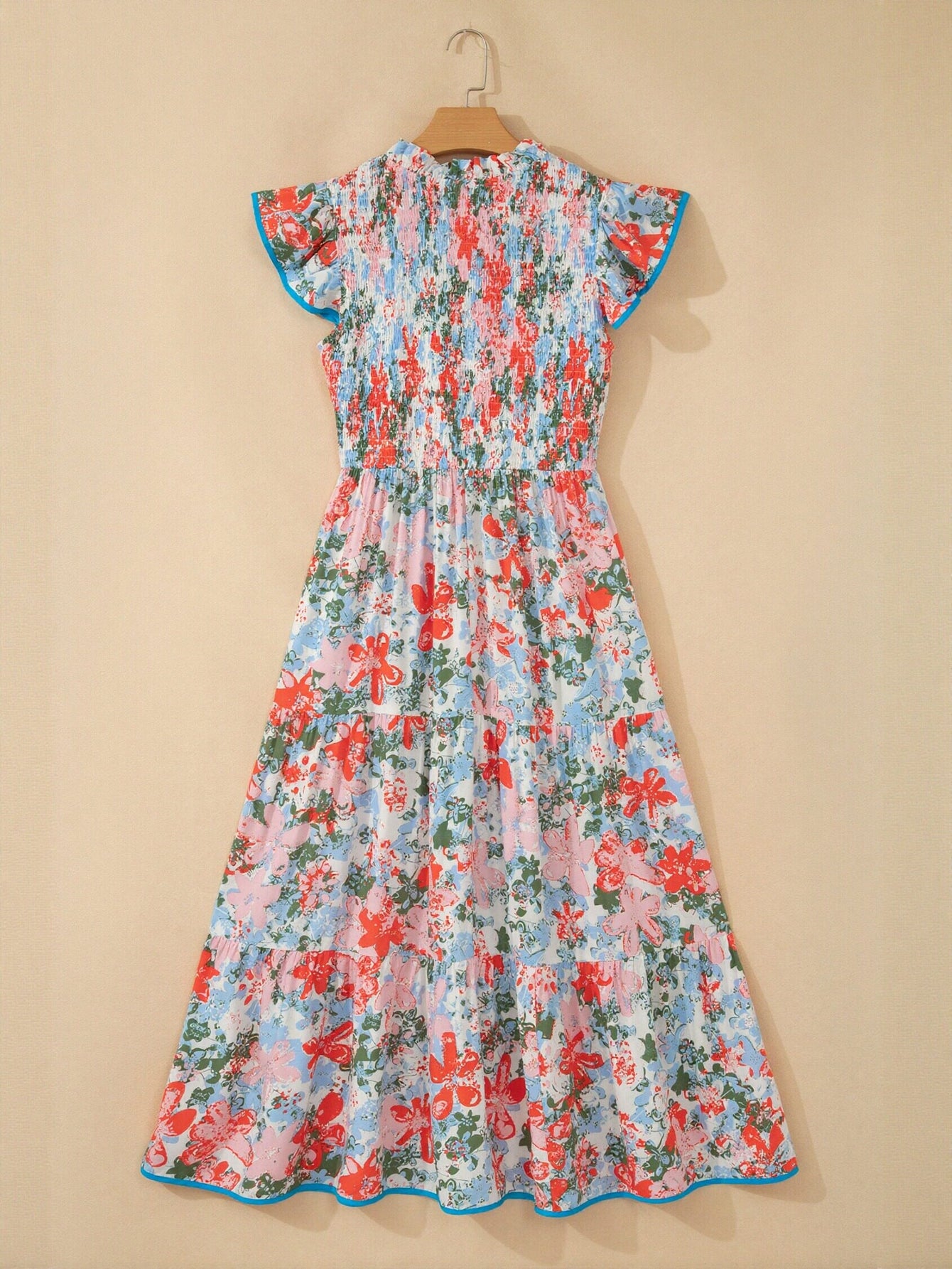 Floral Smocked Tiered Midi Dress