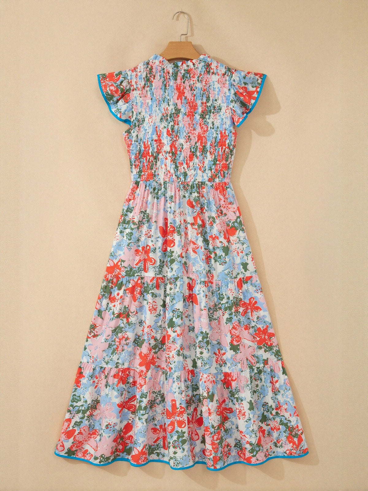 Floral Smocked Tiered Midi Dress