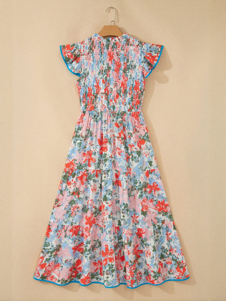 Floral Smocked Tiered Midi Dress