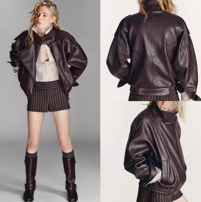Oversized Vintage Brown Leather Jacket