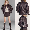 Oversized Vintage Brown Leather Jacket