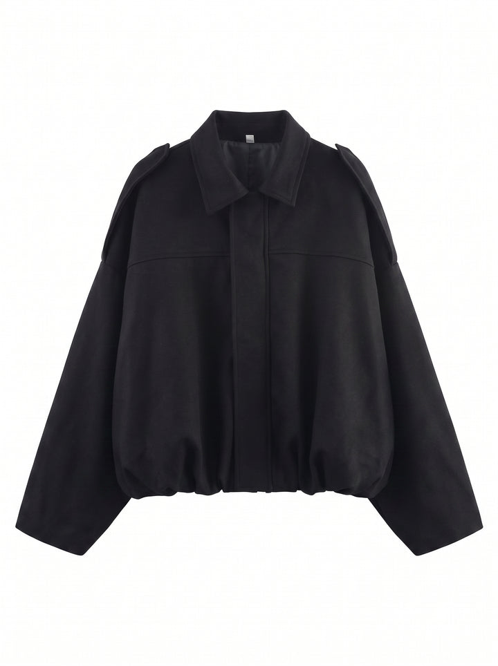 Oversized Suede Bubble Hem Jacket