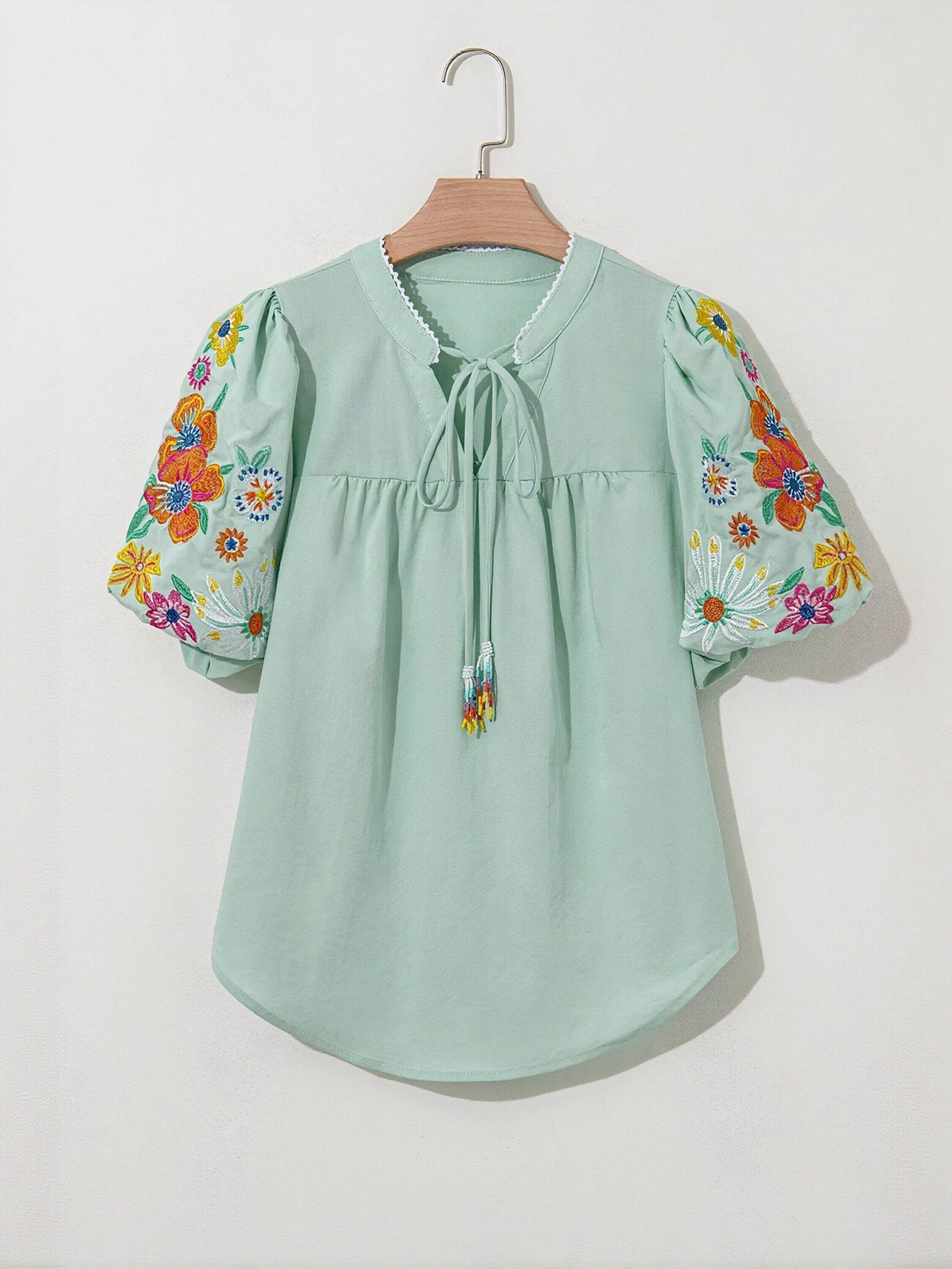 V Neck Embroidered Blouse