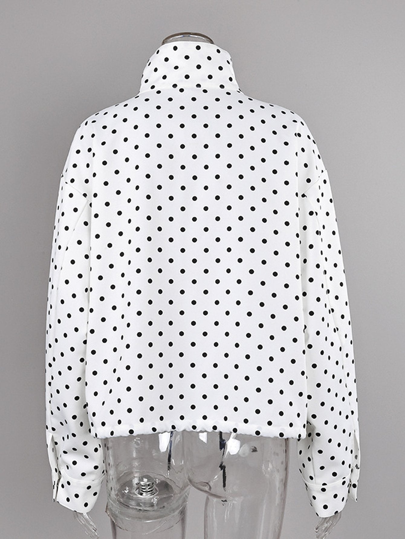 Oversized Polka Dot Zip Up Jacket