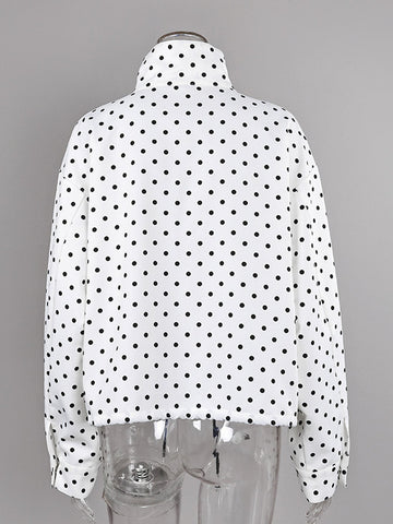 Oversized Polka Dot Zip Up Jacket