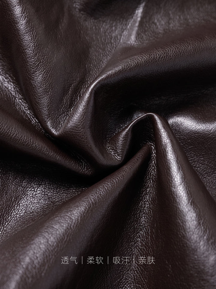 Oversized Vintage Brown Faux Leather Jacket