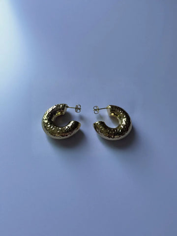Chunky Hammered Gold Hoop Earrings