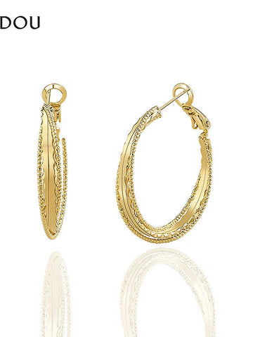 Textured Gold Minimalist Hoop Earrings
