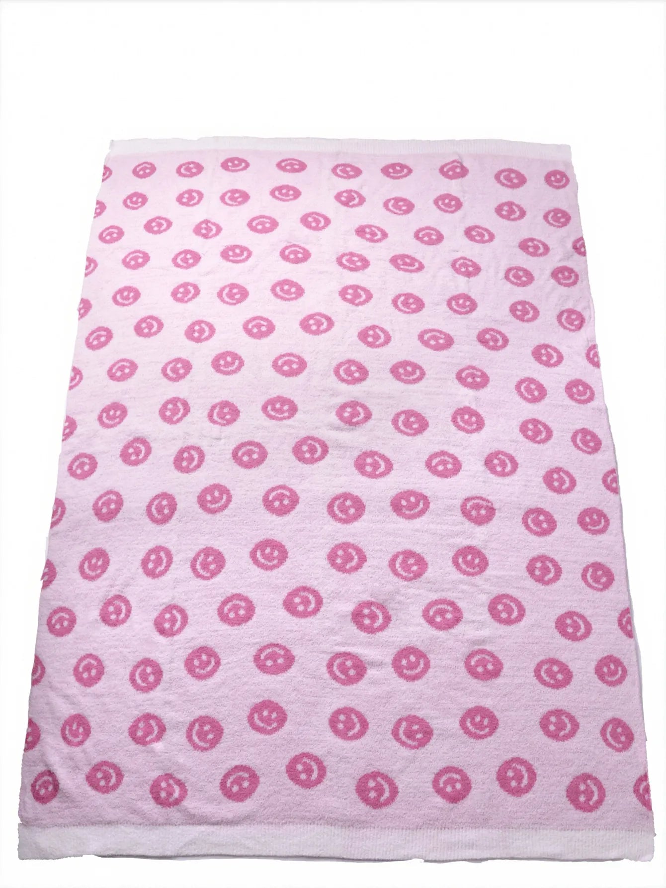 Soft Cozy Pink Smiley Face Throw Blanket
