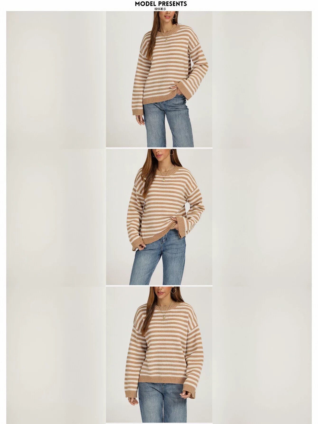 Cozy Striped Oversized Crewneck Sweater