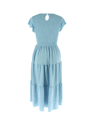 Smocked Ruffle Sleeve Tiered Maxi Dress